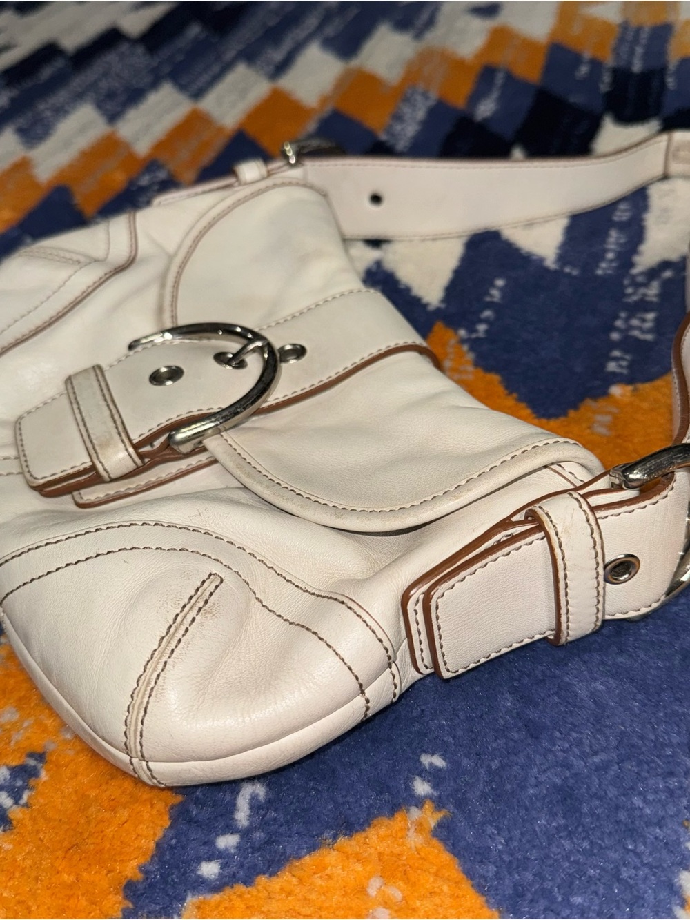 Vintage Y2K 2000s Coach White Mini Soho Leather Shoulder Bag ink stain - Picture 9 of 15